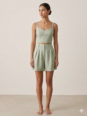 Abercrombie & Fitch corset style 2-pc cotton/linen top & shorts, size S